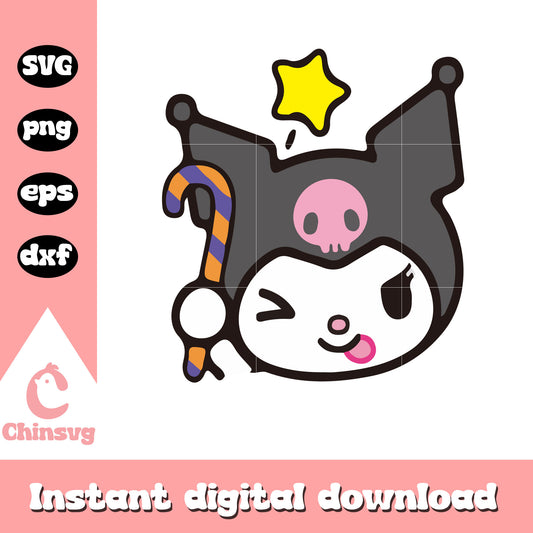 Kuromi face christmas svg, kuromi christmas​ svg, sanrio svg