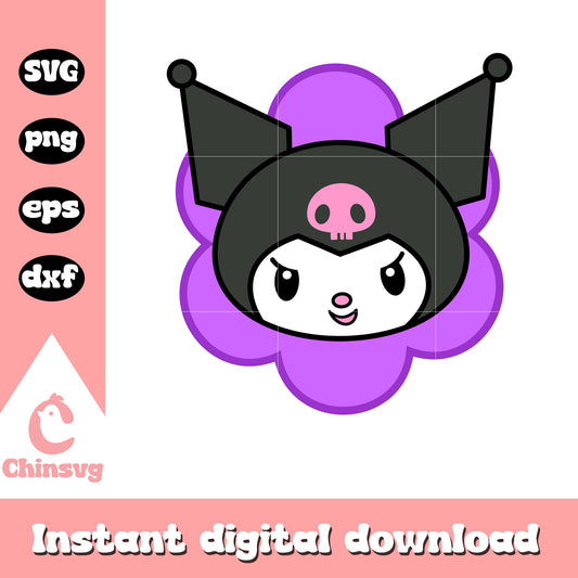 Kuromi face flower svg, sanrio hello kitty svg, sanrio cartoon svg