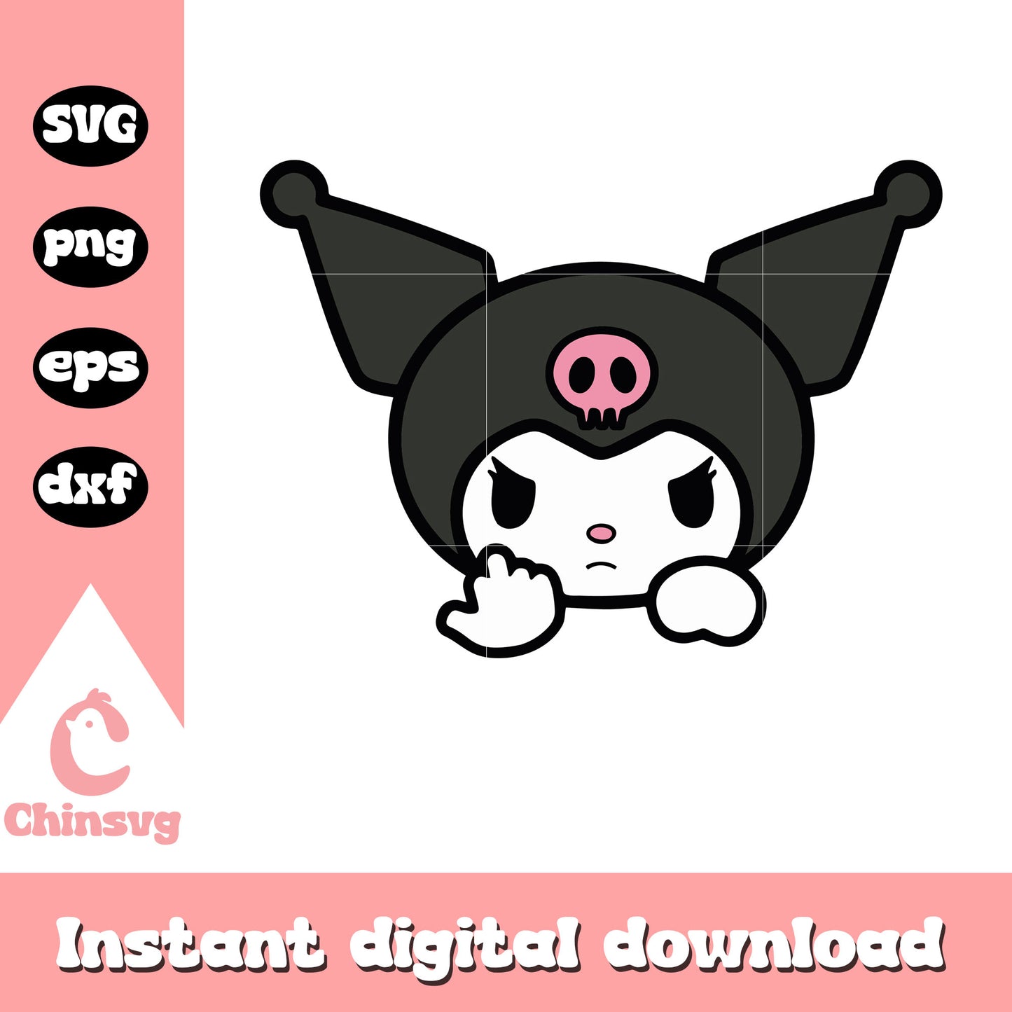 Kuromi face middle finger svg, My melody universe character svg