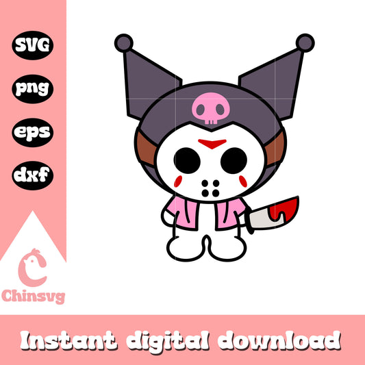 Kuromi jason voorhees svg, halloween kuromi​ svg, sanrio cartoon svg