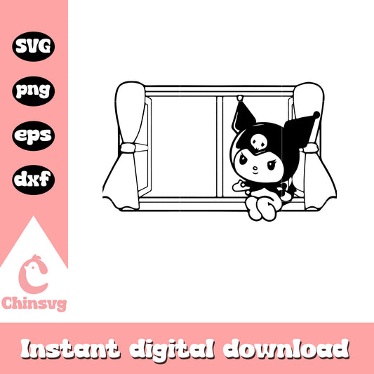 Kuromi sitting svg, kuromi svg, hello kitty svg, sanrio cartoons svg