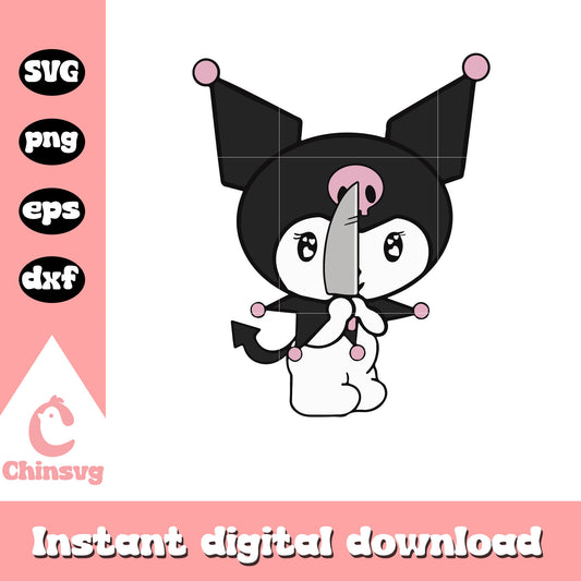 Kuromi with a knife svg, svg hello kitty, kuromi cartoon​ svg