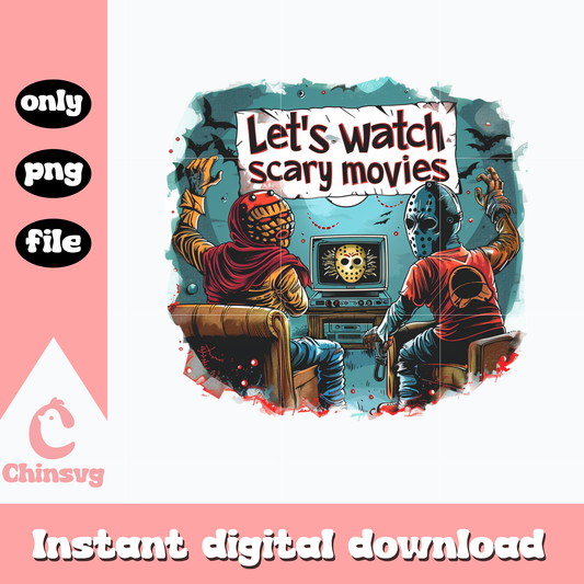 Let's watch scary movies png, scary movie png, Halloween png