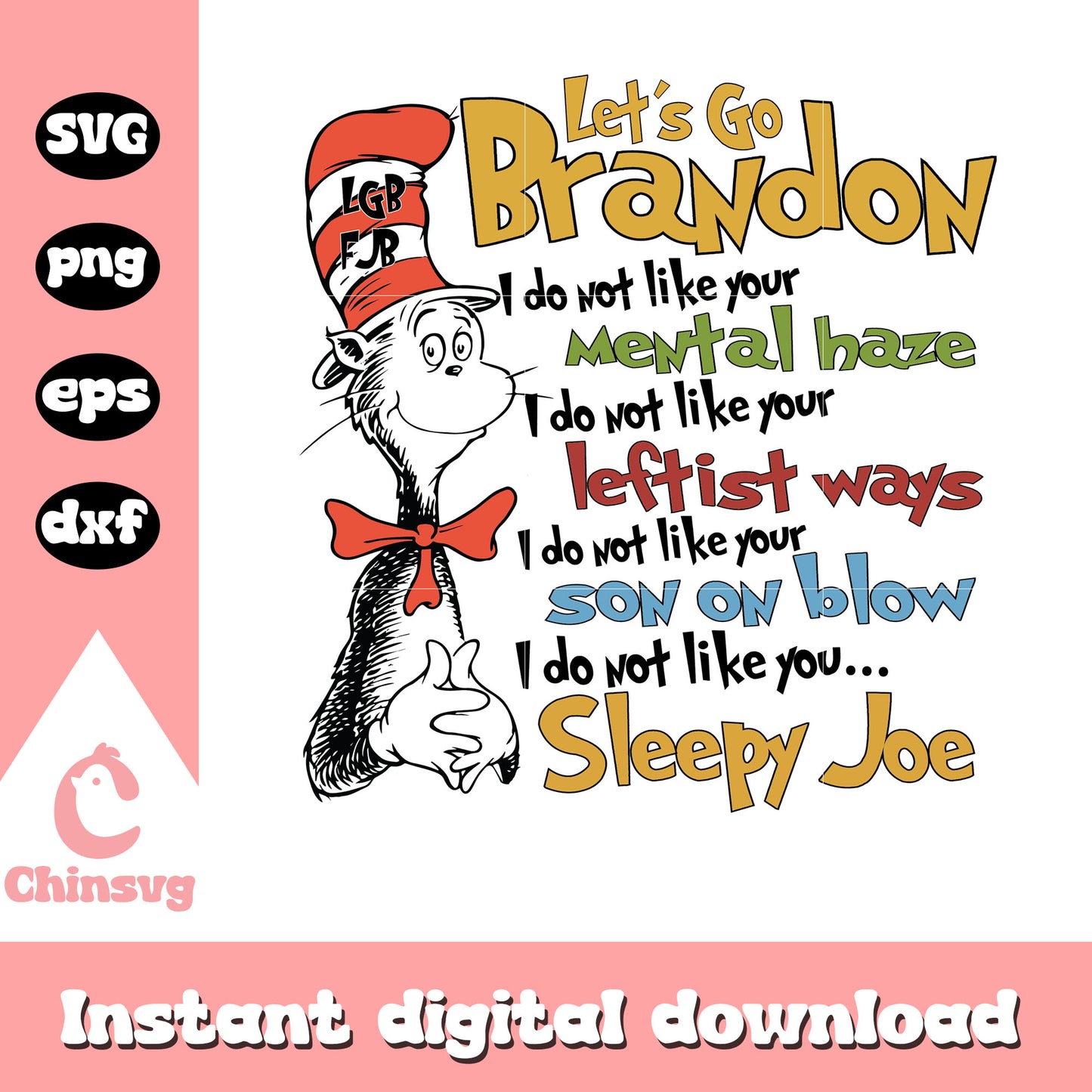 Lets go brandon cat in the hat svg, lgbfjb meaning svg