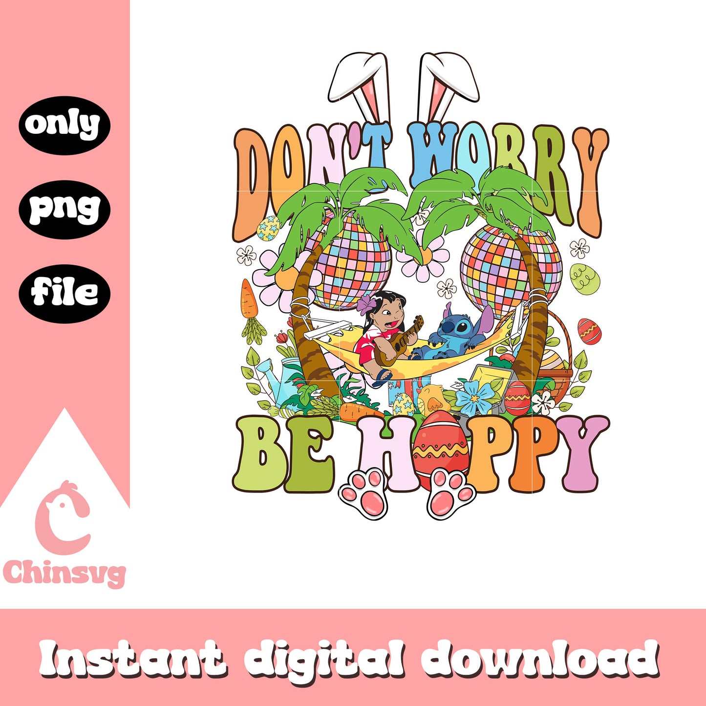 Lilo and stitch easter day png, easter day png, be hoppy png