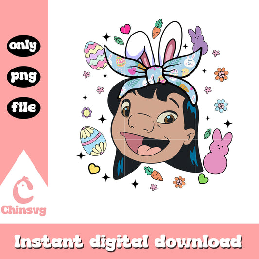 Lilo character face bunny png, easter bunny png, disney png