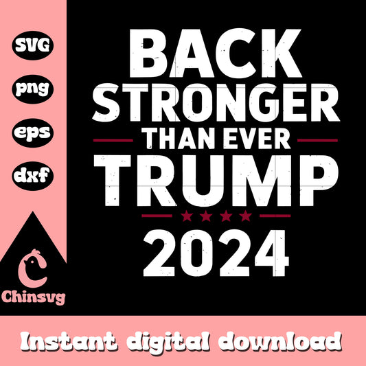 Logo back stronger than ever trump 2024 svg, trump text svg