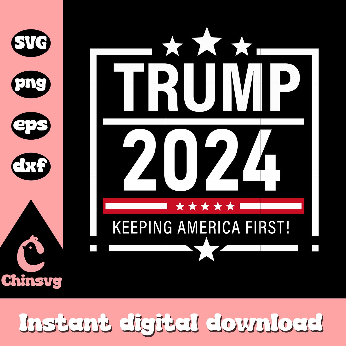 Logo trump 2024 keeping america first design svg, trump 2024 logo​ svg