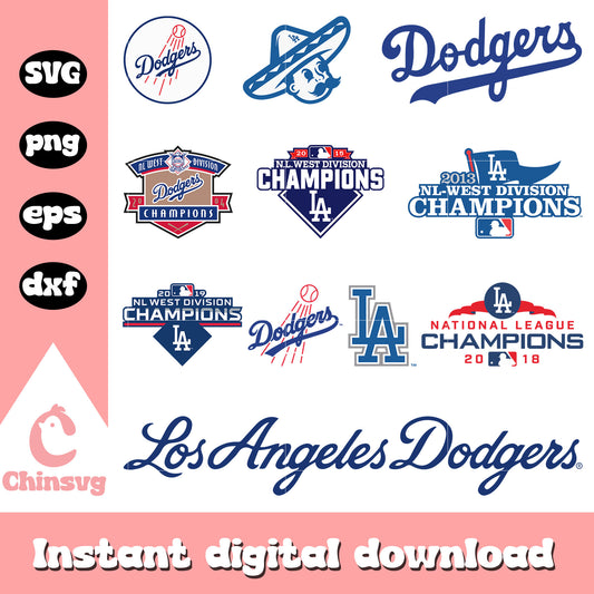 Los angeles dodgers logo bundle svg, los angeles dodgers baseball​ svg