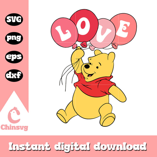 Love Winnie the Pooh valentine svg, winnie the pooh valentine svg