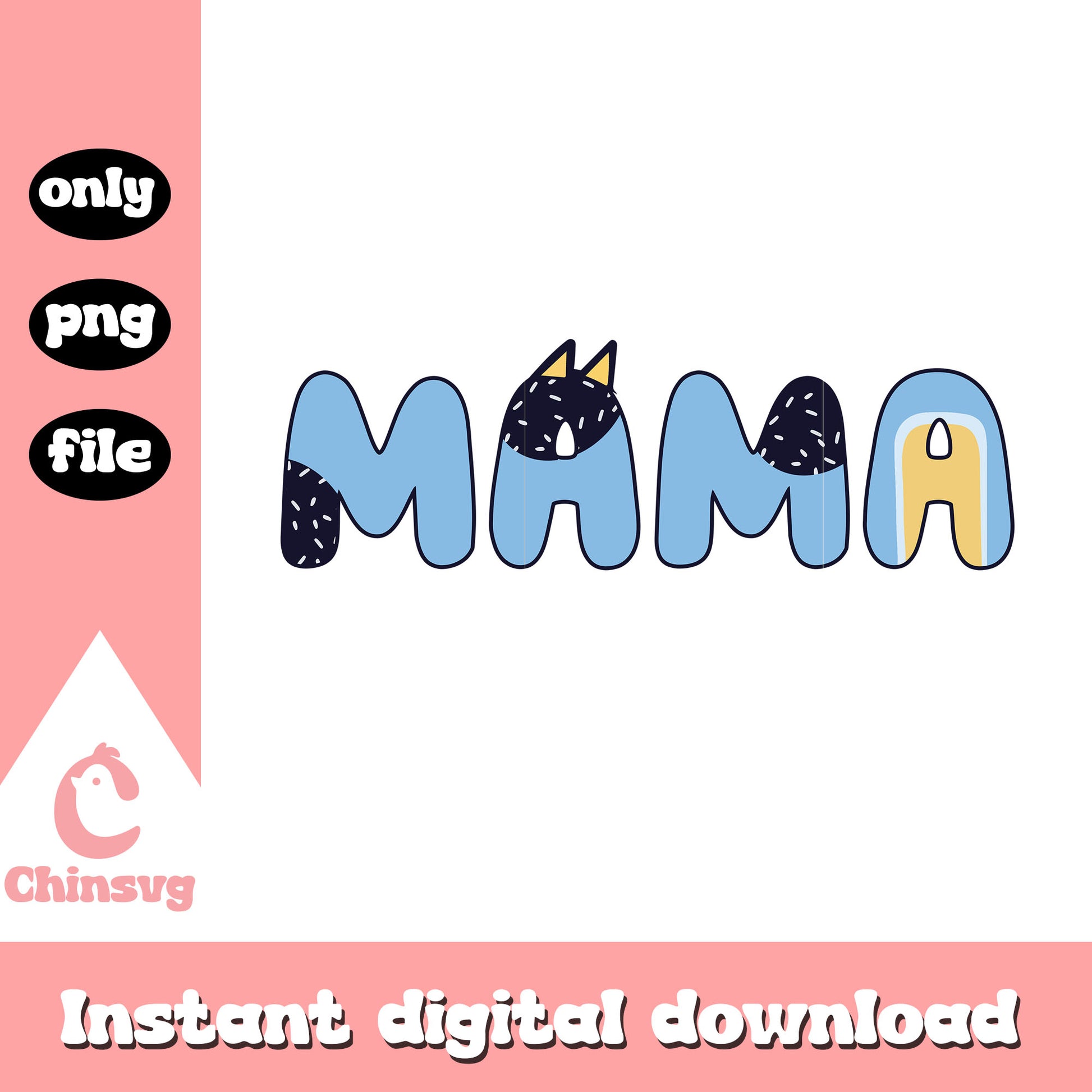 Mama bluey character font design png, mama png, cartoon png