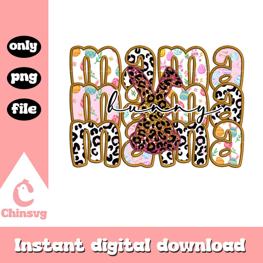 Mama bunny easter pattern design png, easter day png, mama png