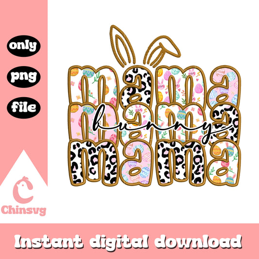 Mama bunny leopard pattern png, easter eggs png, leopard png