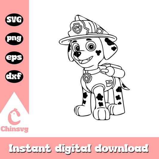 Marshall character outline svg, paw patrol characters svg