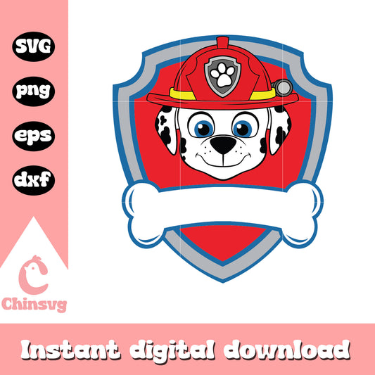 Marshall face paw patrol character svg, paw patrol cast svg