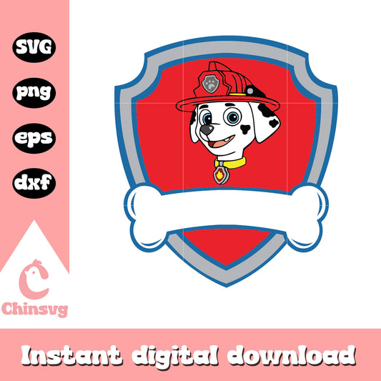 Marshal patrol character face svg, paw patrol movie svg