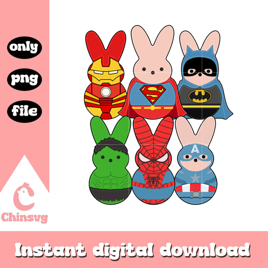 Marvel characters peeps easter design png, marvel easter​ png