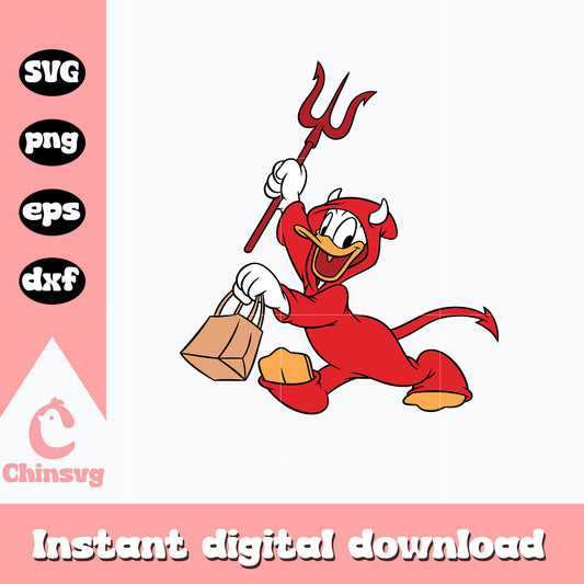 Devil Donald Duck Svg, Halloween svg, digital download