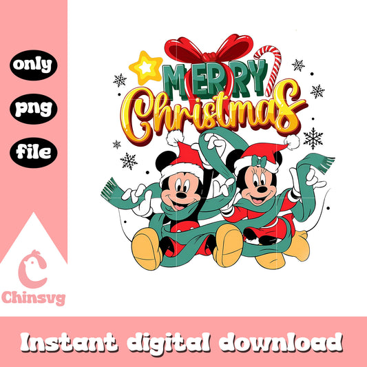 Merry christmas mickey minnie design png, christmas mickey and minnie​ png