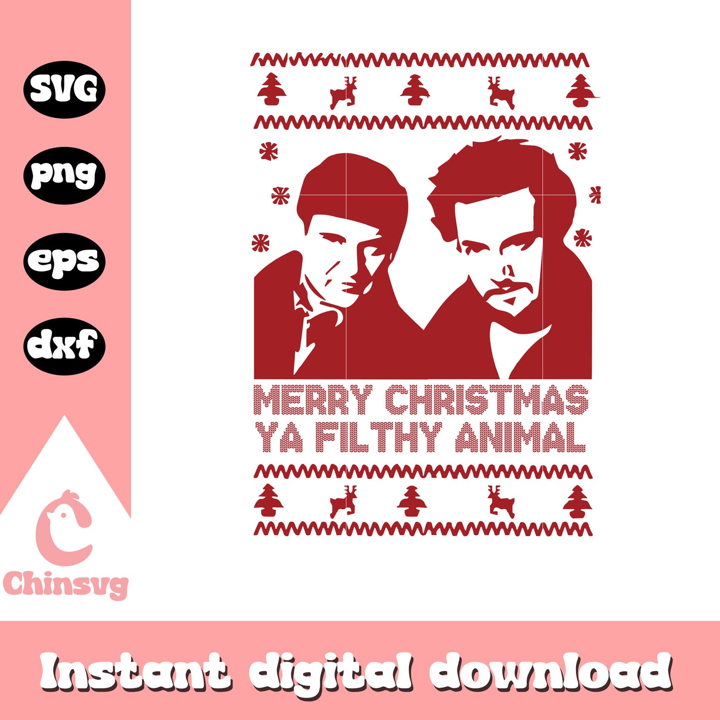 Merry christmas ya filthy animal ugly sweater svg, ugly sweater svg