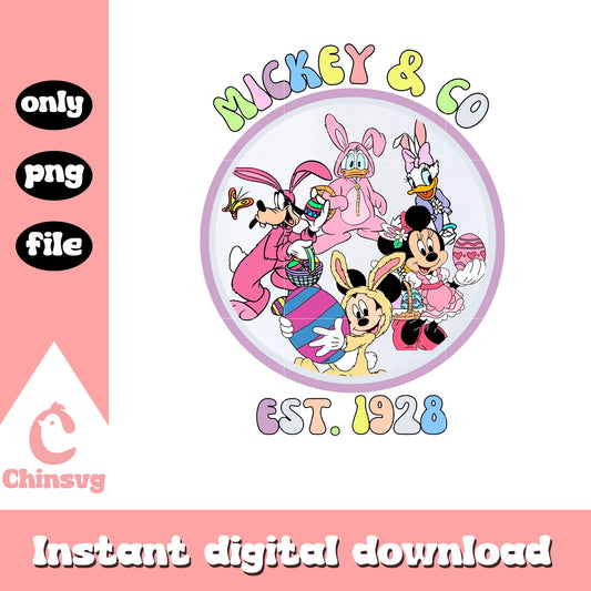 Mickey and co est 1928 png, mickey and friends png, disney easter png