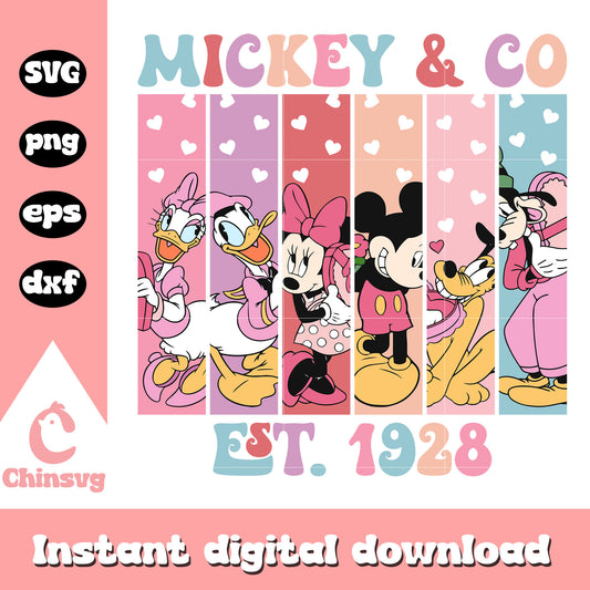 Mickey and co est 1928 valentine svg, disney valentine svg