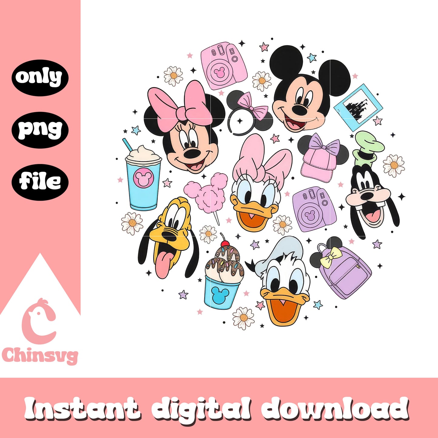 Mickey and friends sweetie design png, disney characters png