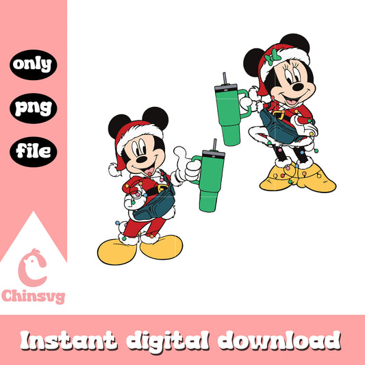 Mickey and minnie christmas stanley png, mickey minnie christmas png