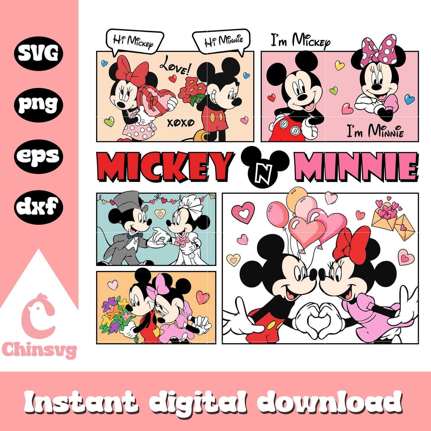 Mickey and minnie couple valentine svg, disney valentine svg