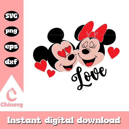 Mickey and minnie love svg, love svg, disney valentine svg