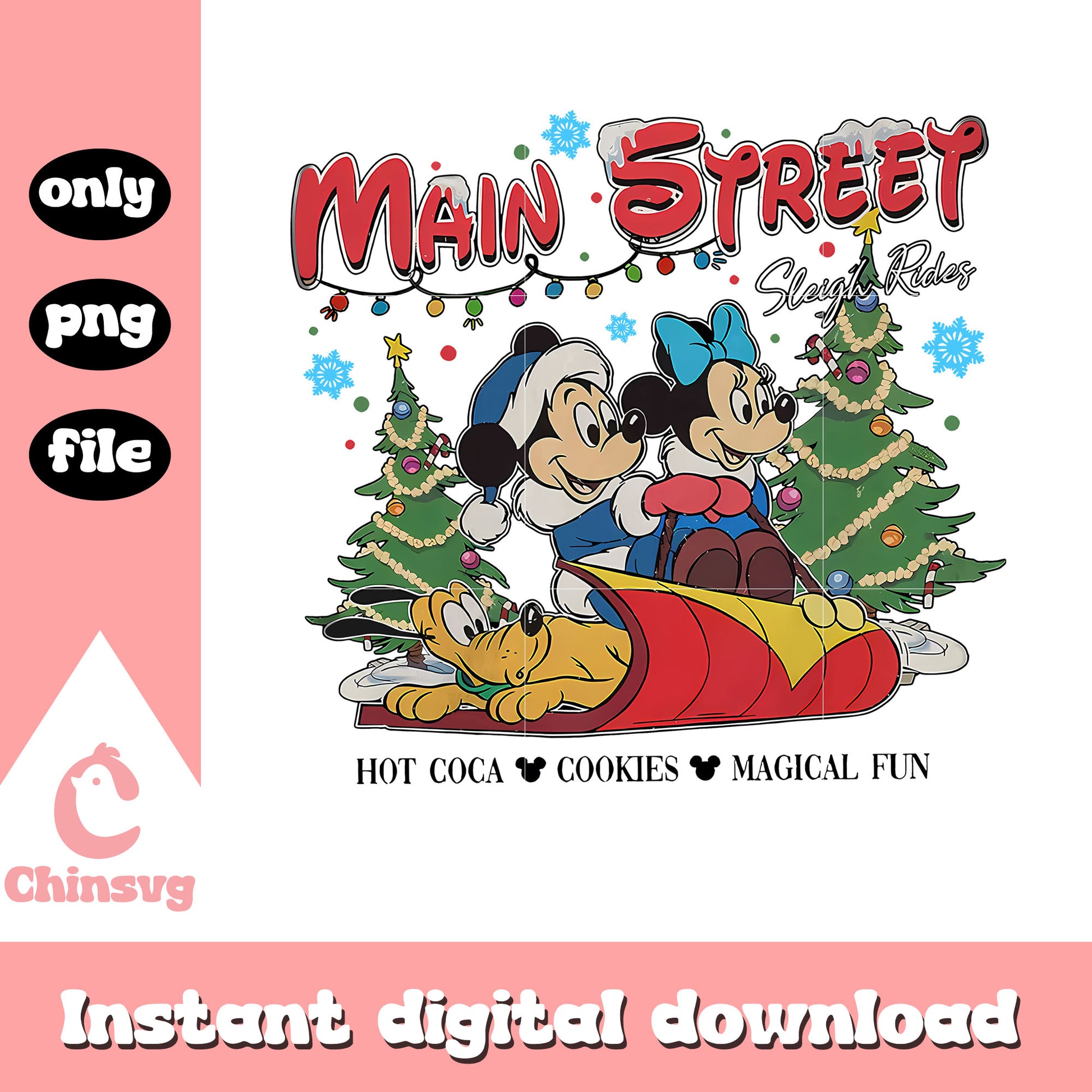 Mickey and minnie main street christmas png, christmas mickey and minnie​ png