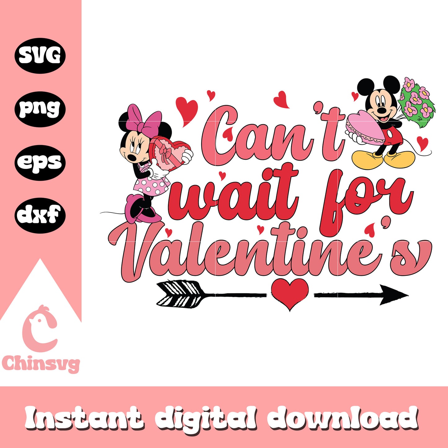 Mickey couple an't wait for valentine's svg, disney valentine svg