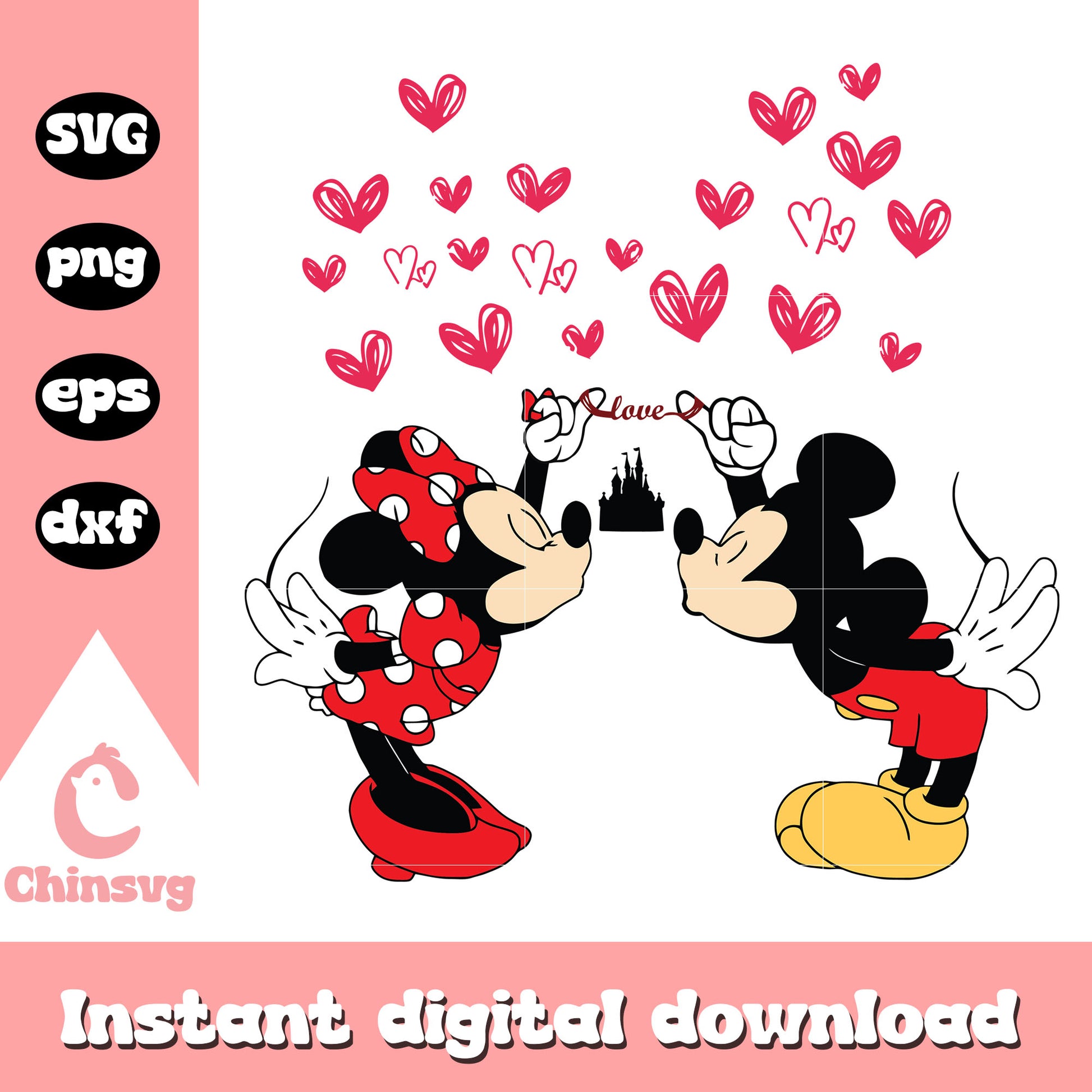 Mickey couple kiss love valentine svg, disney valentine svg