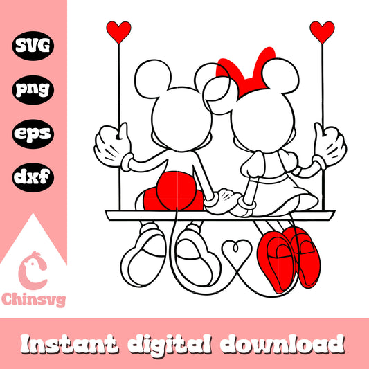 Mickey couple valentine svg, mickey and minnie svg, valentine svg