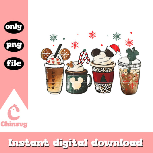 Mickey ears coffee cup christmas png, christmas coffee cup​ png