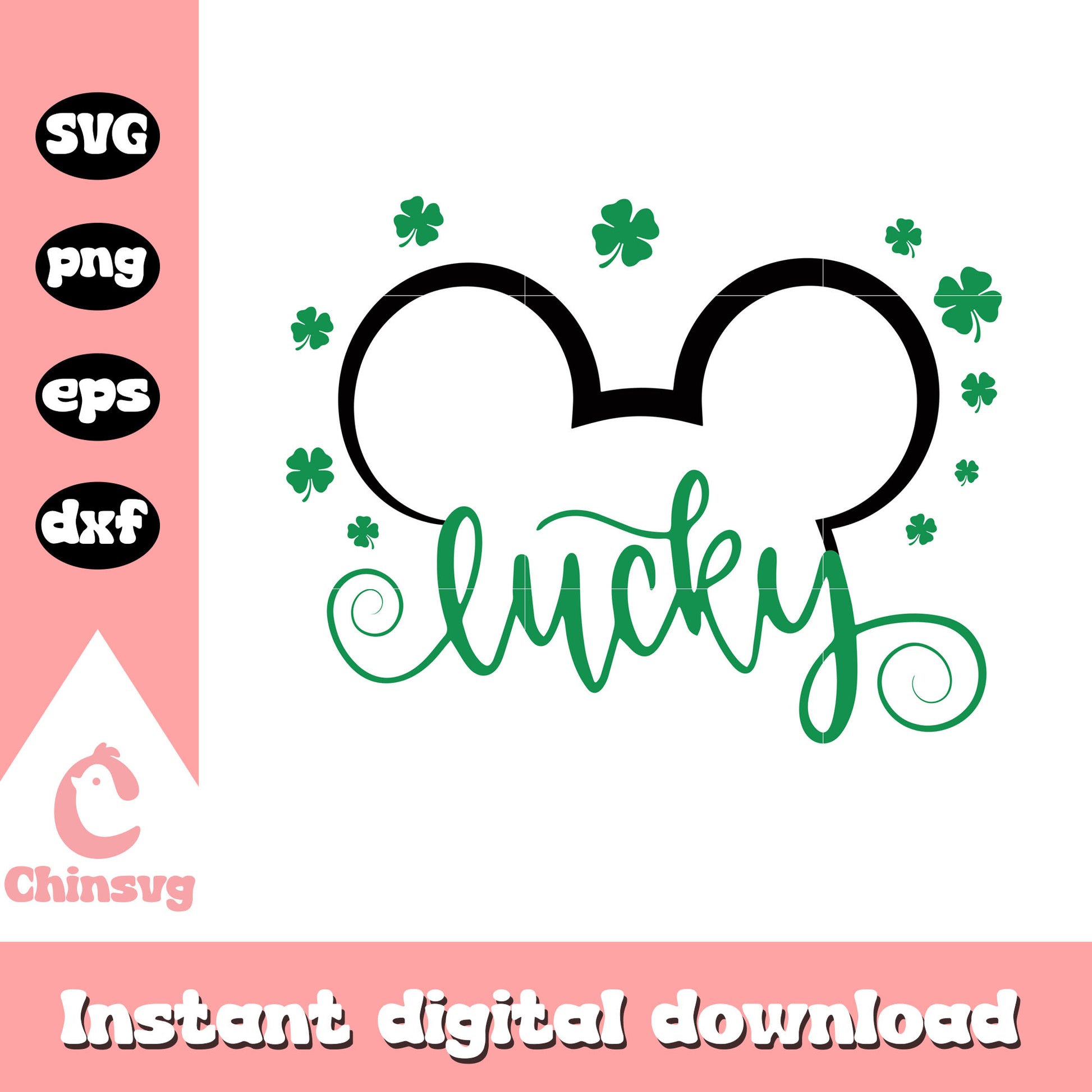 Mickey ears lucky st patrick's day svg, st patrick's day svg