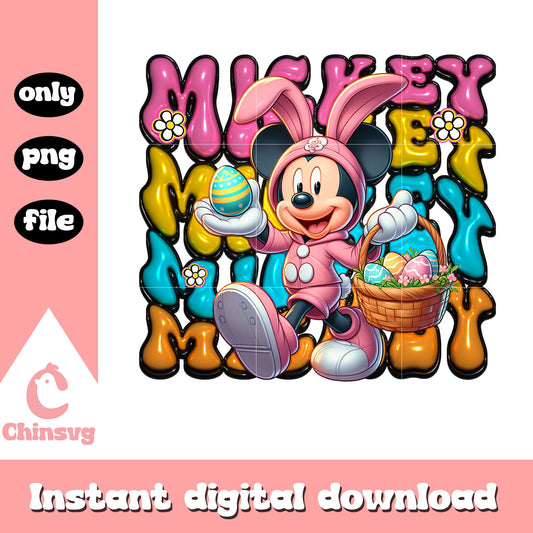 Mickey easter font design png, easter day png, disney mickey png