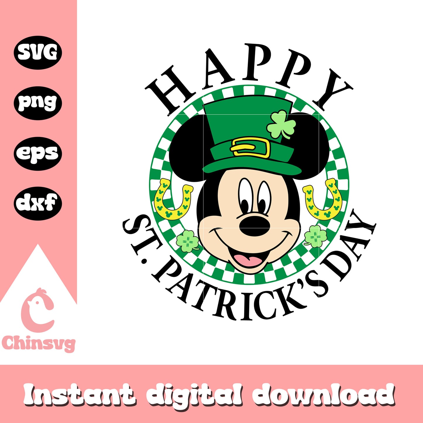 Mickey face happy st patrick's day svg, st patrick's day svg