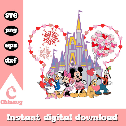 Mickey friends castle valentine svg, disney valentine svg