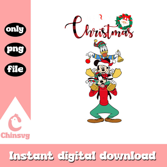 Mickey friends christmas plaid design png, mickey and friends christmas png