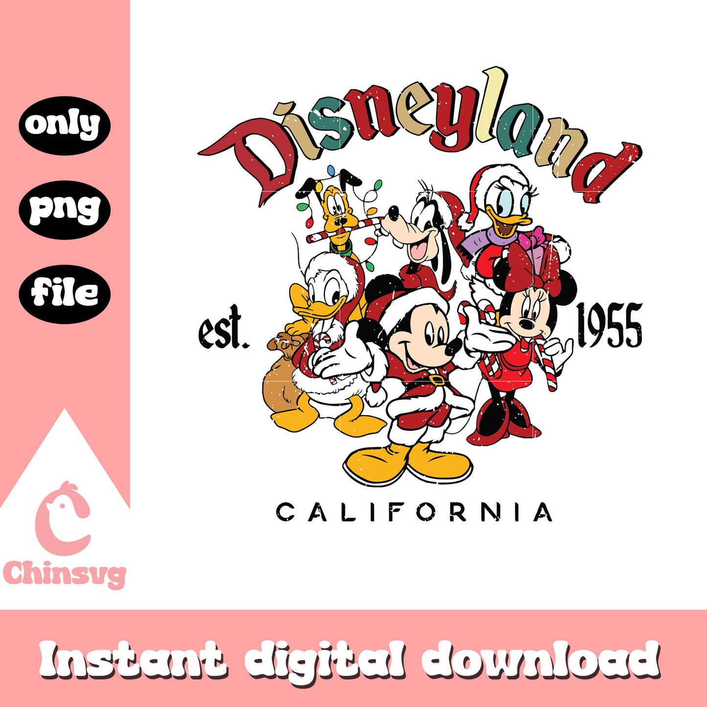 Mickey friends disneyland est 1955 christmas png, mickey friends png