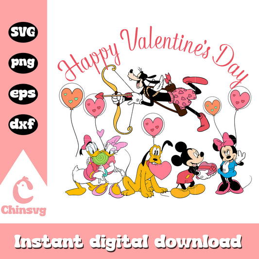 Mickey friends happy valentine's day svg, mickey and friends svg