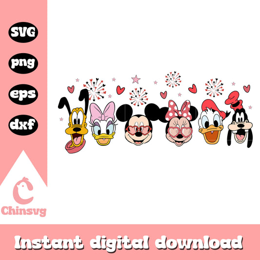 Mickey friends head valentine svg, disney valentine svg