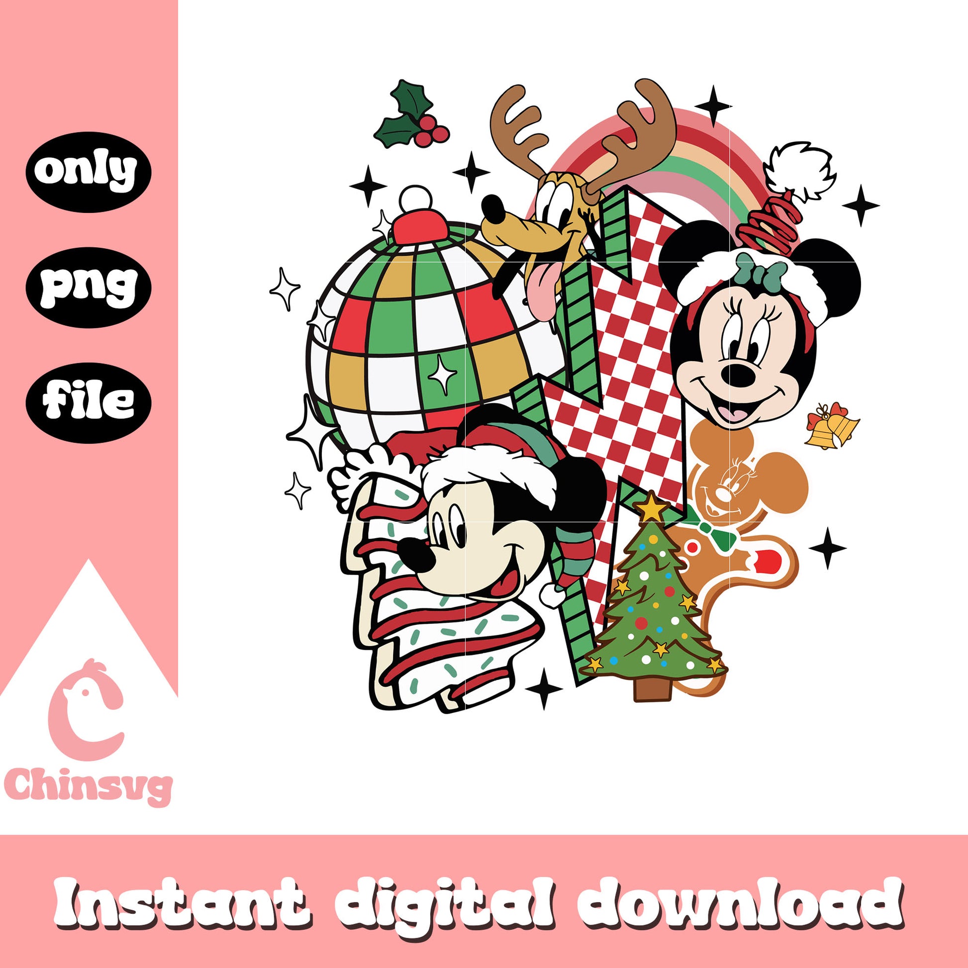 Mickey friends lightning bolt christmas png, disney christmas png