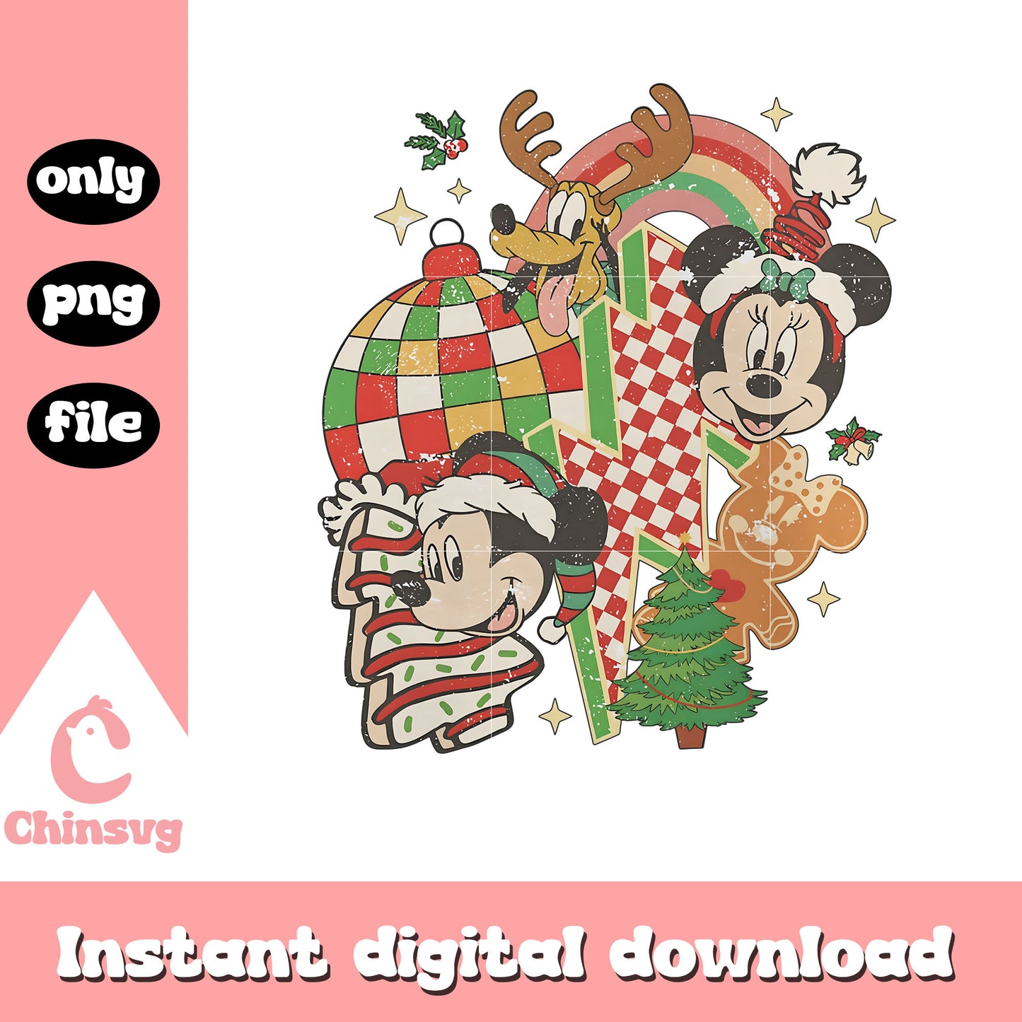 Mickey friends lightning bolt christmas png, disney christmas png