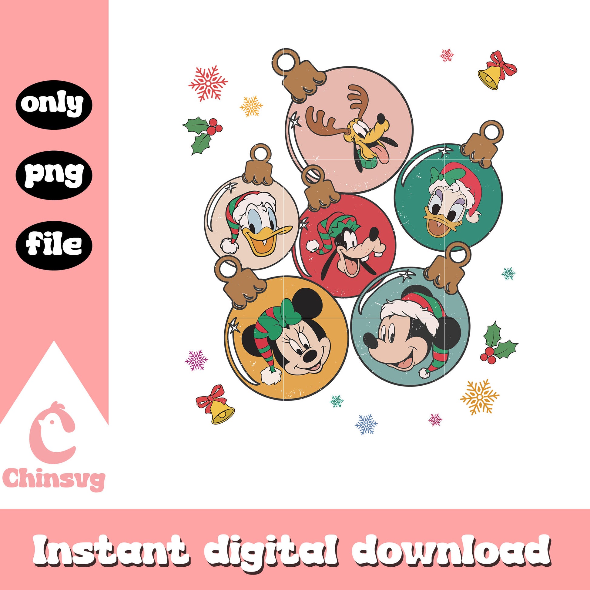 Mickey friends lights bulb christmas png, mickey and friends christmas png