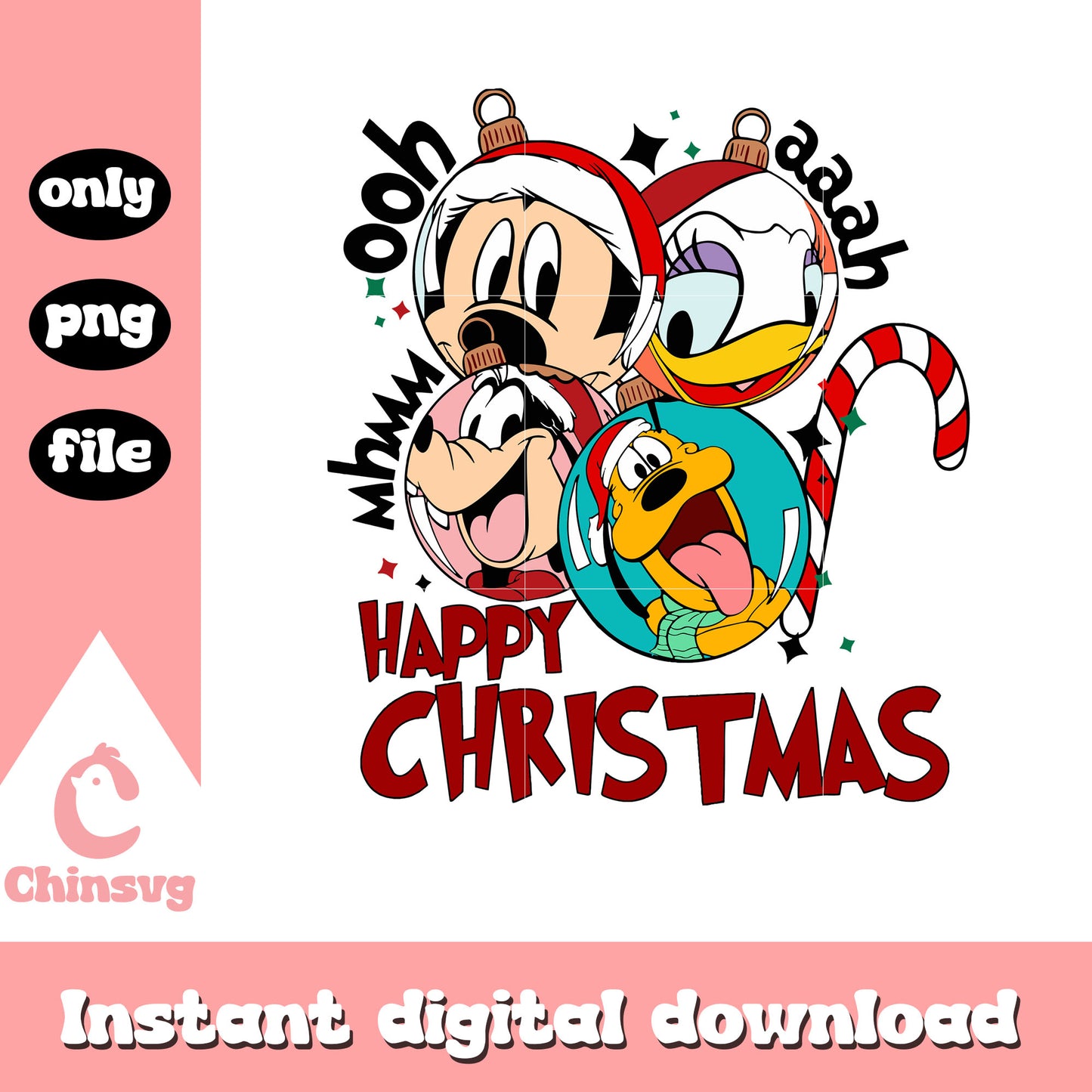 Mickey friends lights bulb happy christmas png, mickey friends png