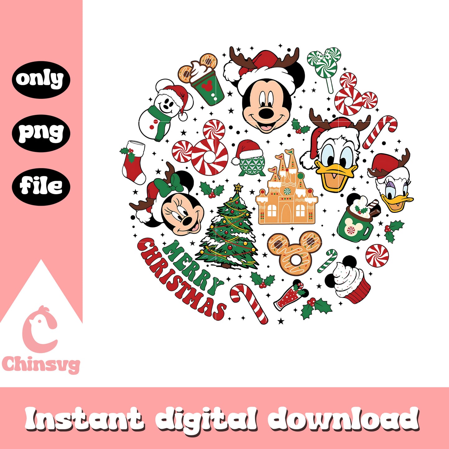 Mickey friends merry christmas logo png, mickey and friends png