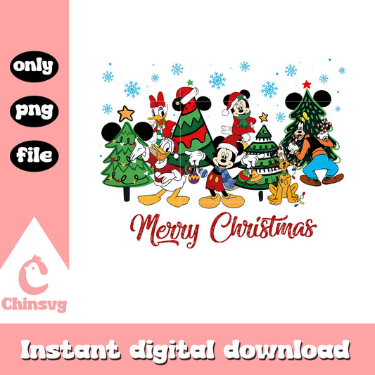 Mickey friends merry christmas tree png, christmas mickey and friends png