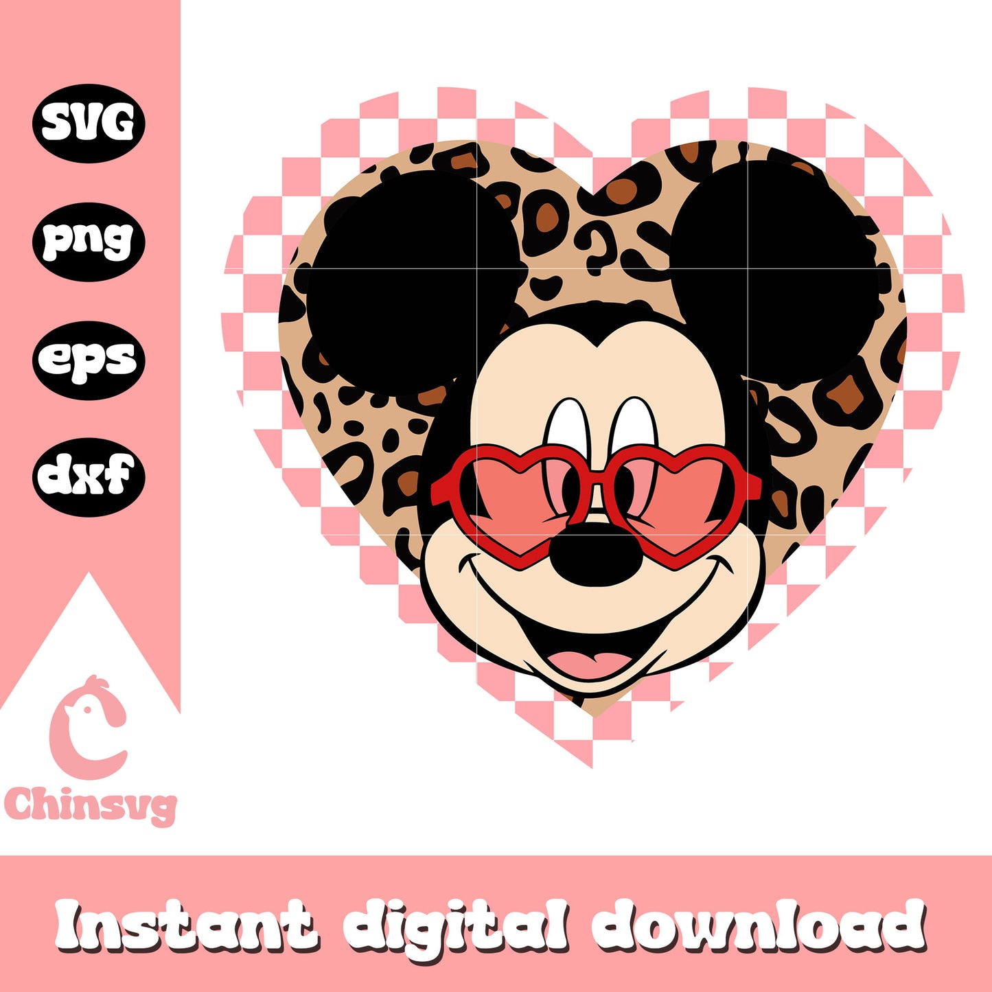 Mickey glasses heart valentine svg, minnie mouse valentine's day